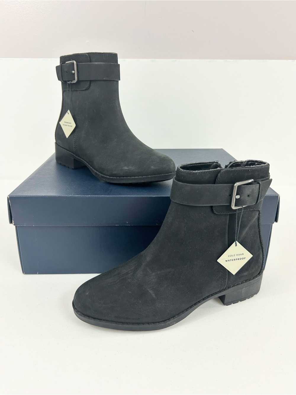 Cole Haan Hastings Waterproof Black Booties Size 6 NEW